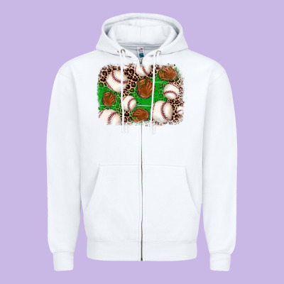 Baseball Glove Background Zipper Hoodie Designed By Jahusdesignshop