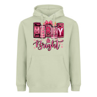 Matcha merry and bright pink Christmas Heavyweight Hoodie - Jasminsmagicworld