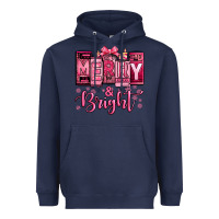 Navy merry and bright pink Christmas Heavyweight Hoodie - Jasminsmagicworld