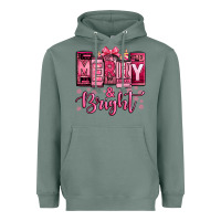 Sage merry and bright pink Christmas Heavyweight Hoodie - Jasminsmagicworld
