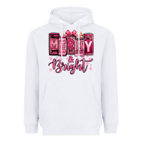 White merry and bright pink Christmas Heavyweight Hoodie - Jasminsmagicworld
