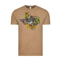 Vintage Coffee texas map armadillo Vintage Tee - BarkalooDesign