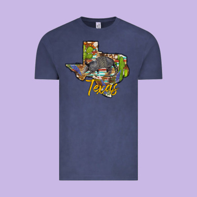 Texas Map Armadillo Vintage Tee Designed By Barkaloodesign
