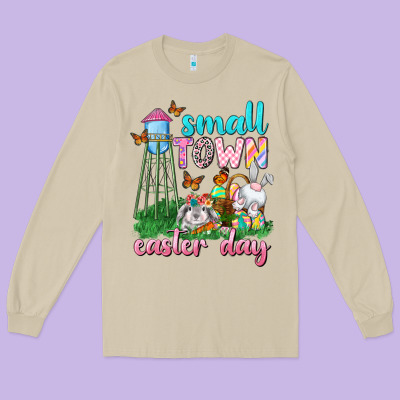 Small Town Easter Day Long Sleeve Tee Designed By Neo Western