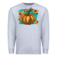 Heather Grey pumpkin western Premium Sweatshirt - BarkalooDesign