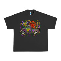 Pigment Black mardi gras truck with mask fleur de lis and crawfish Urban Heavy Tee - RanaPortraitStore