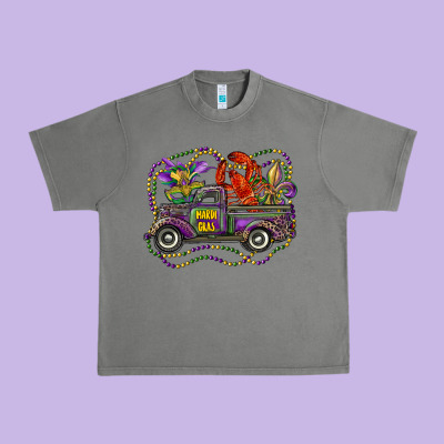 Mardi Gras Truck With Mask Fleur De Lis And Crawfish Urban Heavy Tee Designed By Ranaportraitstore