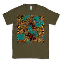 Army Green tiger leopard turquoise glitter seamless pattern Classic Tee - BundleAndBundleShop