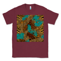 Burgundy tiger leopard turquoise glitter seamless pattern Classic Tee - BundleAndBundleShop