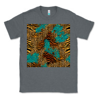 Charcoal Heather tiger leopard turquoise glitter seamless pattern Classic Tee - BundleAndBundleShop