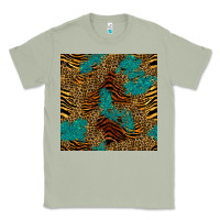 Matcha tiger leopard turquoise glitter seamless pattern Classic Tee - BundleAndBundleShop