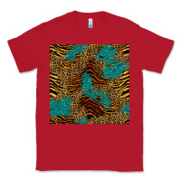 Red tiger leopard turquoise glitter seamless pattern Classic Tee - BundleAndBundleShop