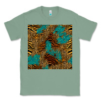 Sage tiger leopard turquoise glitter seamless pattern Classic Tee - BundleAndBundleShop