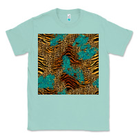 Tiger Leopard Turquoise Glitter Seamless Pattern Classic Tee | Teevron