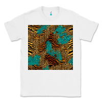 White tiger leopard turquoise glitter seamless pattern Classic Tee - BundleAndBundleShop