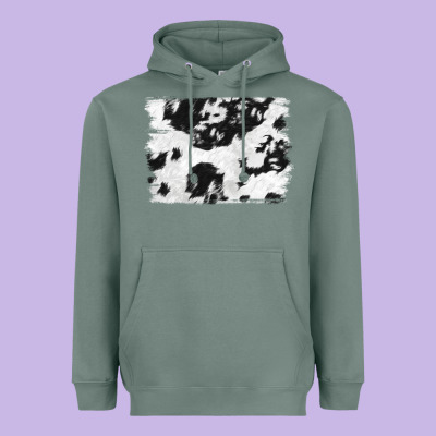 Black And White Cowhide Backround Heavyweight Hoodie Designed By Nancycooperartshop
