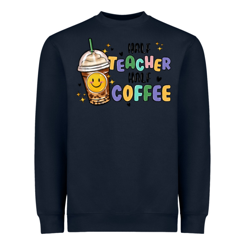 Half Teacher Half Coffee Heavyweight Sweatshirt by MaliasSmallBusiness | Teevron