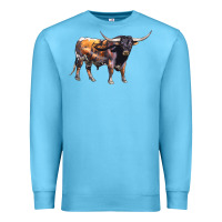 Ocean Blue Texas Longhorn Bull Premium Sweatshirt - LillyAllenDesigns
