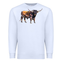 White Texas Longhorn Bull Premium Sweatshirt - LillyAllenDesigns