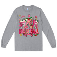 Heather Grey pink christmas teeth dental squad Long Sleeve Tee - AdoDesignShop