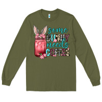 Army Green Some Bunny needs coffee Long Sleeve Tee - Neo Western