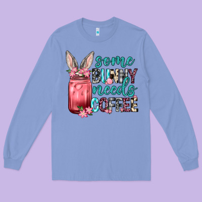 Some Bunny Needs Coffee Long Sleeve Tee Designed By Neo Western