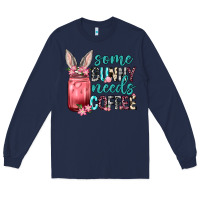 Navy Some Bunny needs coffee Long Sleeve Tee - Neo Western