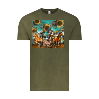 Vintage Olive western horses Vintage Tee - Zillion Design Studio