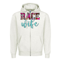 Oatmeal Heather race wife Zipper Hoodie - JahusDesignShop