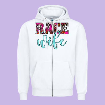 Race Wife Zipper Hoodie Designed By Jahusdesignshop