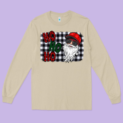 Ho Ho Ho Long Sleeve Tee Designed By Cowhidedigitalart