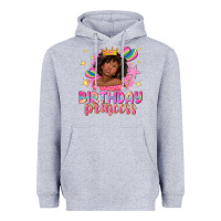 Heather Grey birthday princess with afro girl Heavyweight Hoodie - NancyCooperArtShop