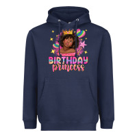 Navy birthday princess with afro girl Heavyweight Hoodie - NancyCooperArtShop