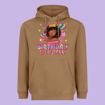 Birthday Princess With Afro Girl Heavyweight Hoodie Designed By Nancycooperartshop
