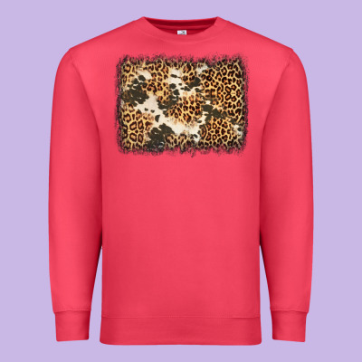 Distressed Leopard Cowhide Background Premium Sweatshirt Designed By Jasminsmagicworld