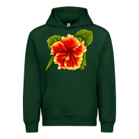 Forest Green Hawaiian Hibiscus Flower Urban Hoodie - LillyAllenDesigns