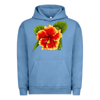 Pigment Pebble Blue Hawaiian Hibiscus Flower Urban Hoodie - LillyAllenDesigns