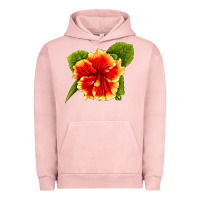 Pigment Salmon Hawaiian Hibiscus Flower Urban Hoodie - LillyAllenDesigns