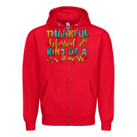 Red thankful  blessed and kind of a mess Zipper Hoodie - AdoDesignShop