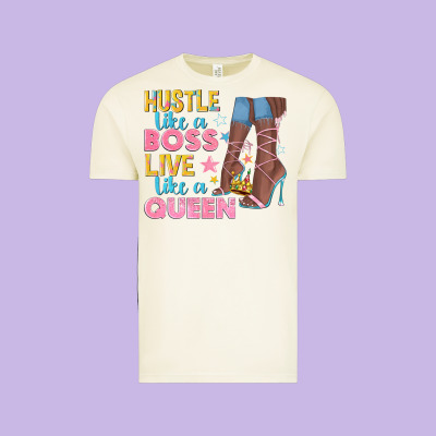 Vintage Tee hustle like a boss live like a queen