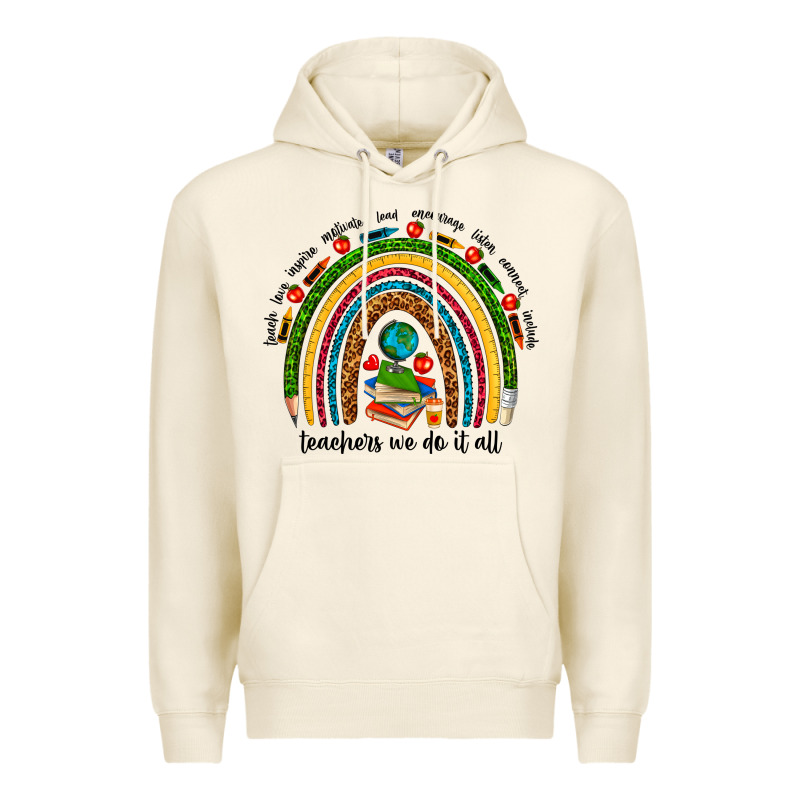 Teachers We Do It All Rainbow Premium Hoodie by NancyCooperArtShop | Teevron