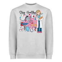 Heather Grey stay healthy nurse Heavyweight Sweatshirt - MaliasSmallBusiness