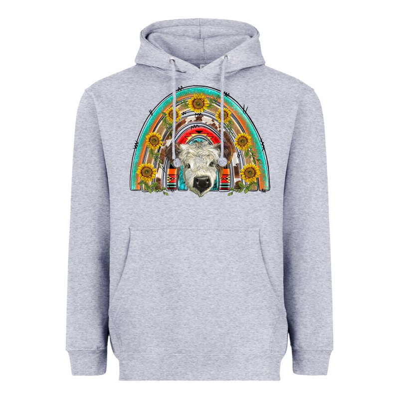 Scottish White Calf  Rainbow Heavyweight Hoodie by BarkalooDesign | Teevron
