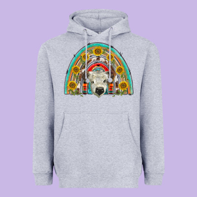 Scottish White Calf  Rainbow Heavyweight Hoodie Designed By Barkaloodesign