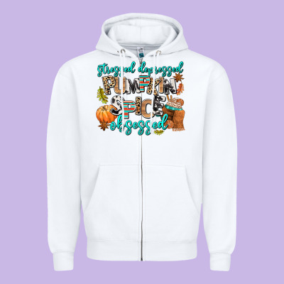 Stressed Depressed Pumpkin Spice Obsessed Zipper Hoodie Designed By Adodesignshop