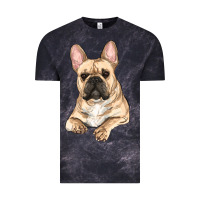 Cloud Black French bulldog sitting Vintage Tee - RanaPortraitStore