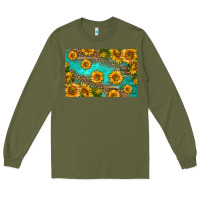 Army Green western sunflowers skinny metal can holder Long Sleeve Tee - HRA Design Shop