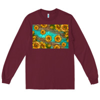 Burgundy western sunflowers skinny metal can holder Long Sleeve Tee - HRA Design Shop