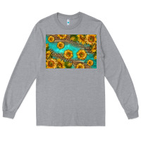 Heather Grey western sunflowers skinny metal can holder Long Sleeve Tee - HRA Design Shop