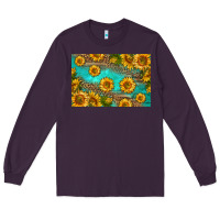 Plum western sunflowers skinny metal can holder Long Sleeve Tee - HRA Design Shop